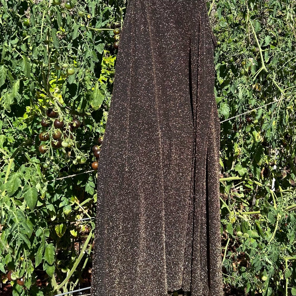 Forever ROSE couture dress GOLD on black glitter Sz 2X sleeveless flare style